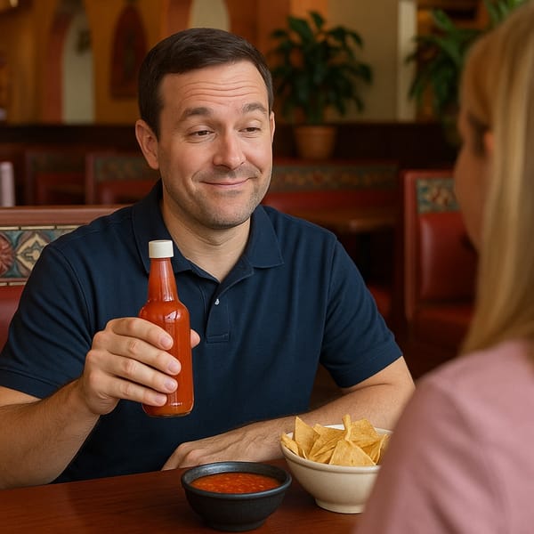 Suburban Man Brings Own Hot Sauce To Restaurant, Now Recognized As Part Of His Personality
