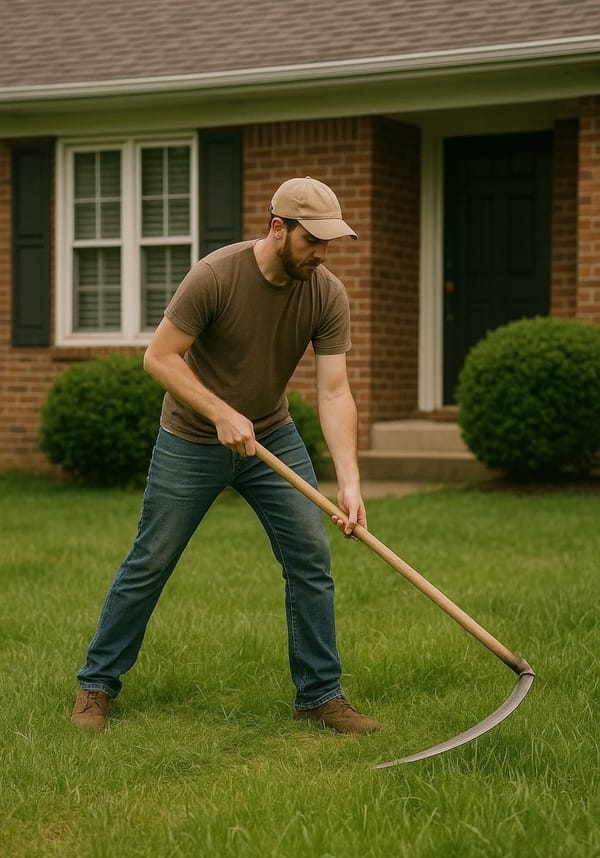 Man Cuts Lawn With Scythe and Videos It for Attention